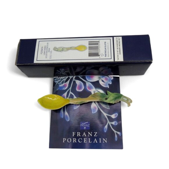 FRANZ PORCELAIN Lemon Design Porcelain Spoon in Box Vintage - Picture 1 of 10